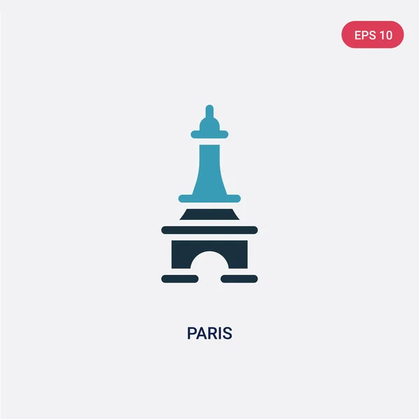 旅行概念中的两个颜色巴黎矢量图标。隔离蓝色 p — 图库矢量图片