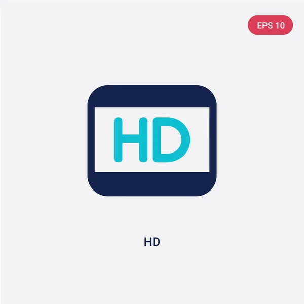 Dwukolorowa ikona wektora HD z koncepcji kina. na białym tle niebieski HD v — Wektor stockowy