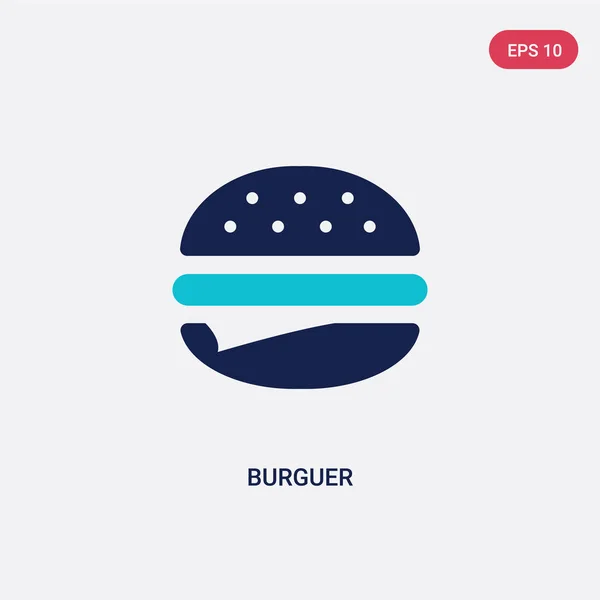 Ícone vetorial de hambúrguer de duas cores do conceito de comida. azul isolado b — Vetor de Stock