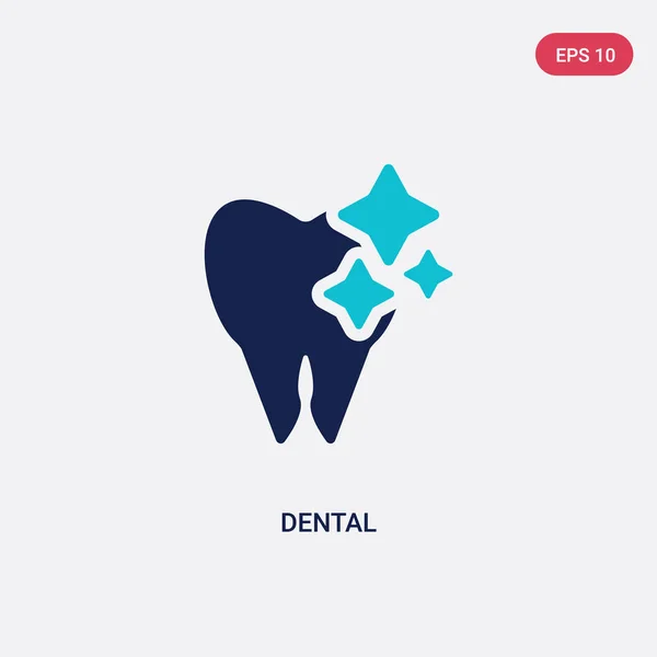 Дві кольорові стоматологічні векторні значки з концепції стоматолога. ізольований синій — стоковий вектор
