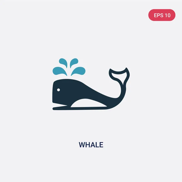 Two color whale vector icon from nautical concept. isolated blue — Stock Vector