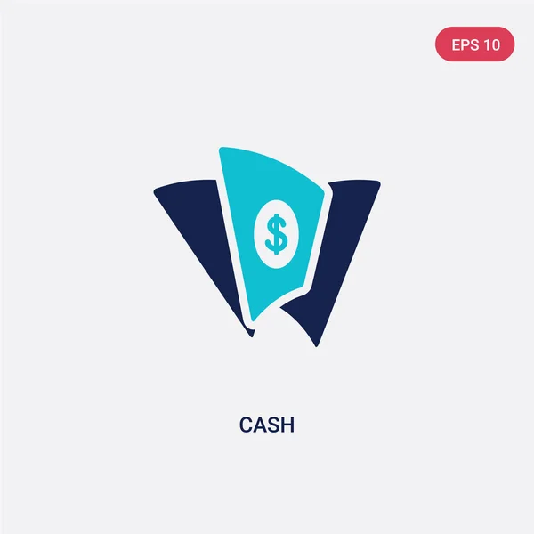 Icono de vectores de efectivo de dos colores del concepto de comida rápida. azul aislado — Vector de stock