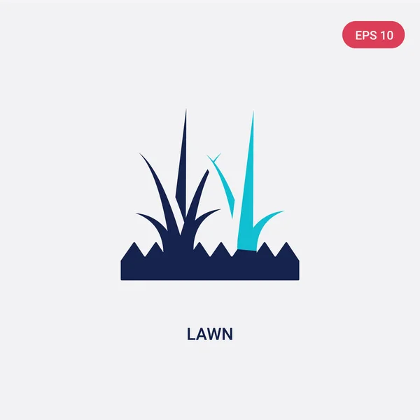 Dos icono de vectores de césped de color del concepto de jardinería. azul aislado — Vector de stock