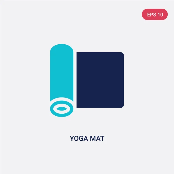 Dos color yoga mat vector icono de concepto de salud. blu aislado — Vector de stock