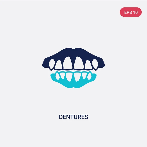 Dos dentaduras postizas de color vector icono del concepto de dentista. aislado bl — Vector de stock