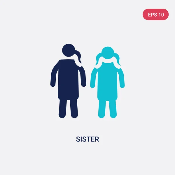 Twee kleur zuster vector pictogram van Family Relations concept. isol — Stockvector