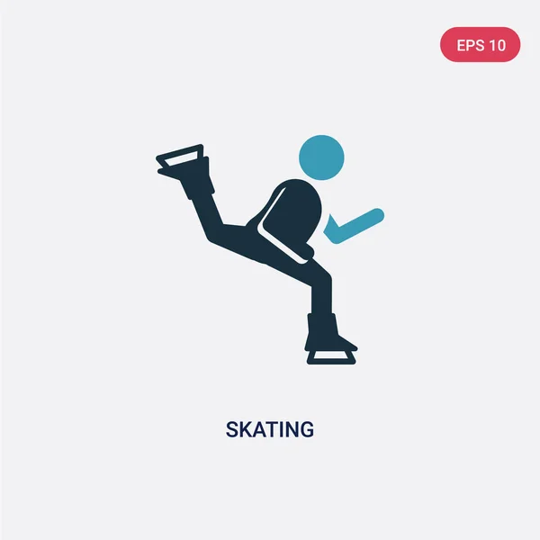 Dos icono de vector de patinaje de color del concepto deportivo. azul aislado — Vector de stock