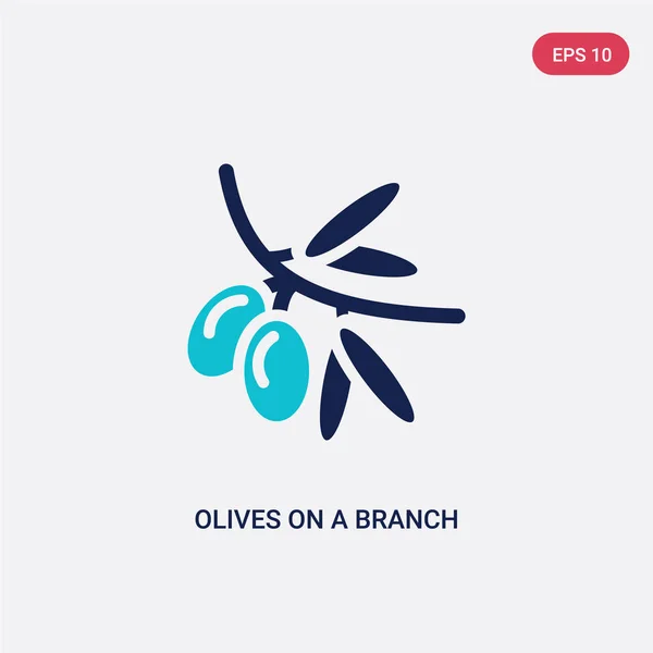 Two color olives on a branch vector icon from ecology concept. i — Stock Vector