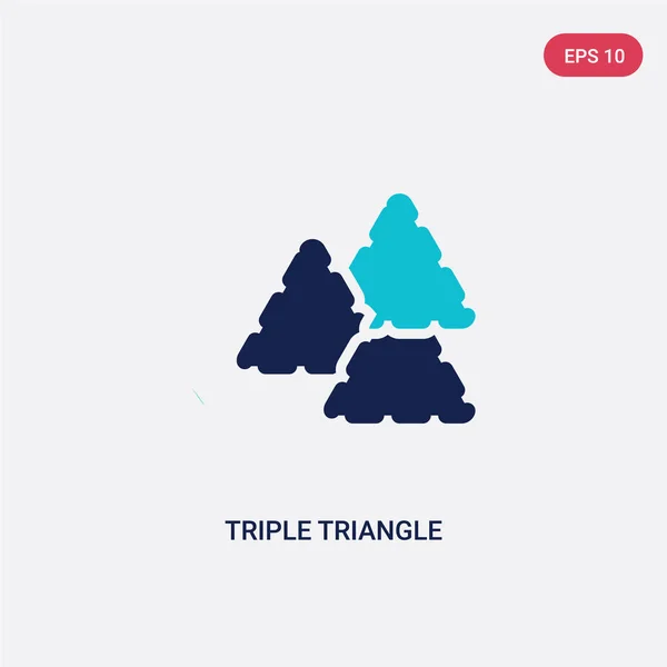 Dos colores triángulo triple vector icono de concepto de geometría. ISO — Archivo Imágenes Vectoriales