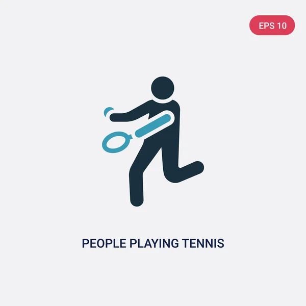 Two color people playing tennis vector icon from recreational ga — Stock Vector