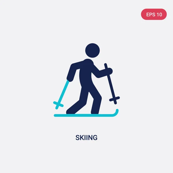 Two color skiing vector icon from activity and hobbies concept. — Stock Vector