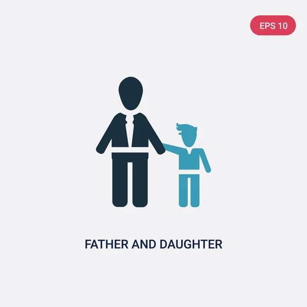 Two color father and daughter vector icon from people concept. i — Stock Vector