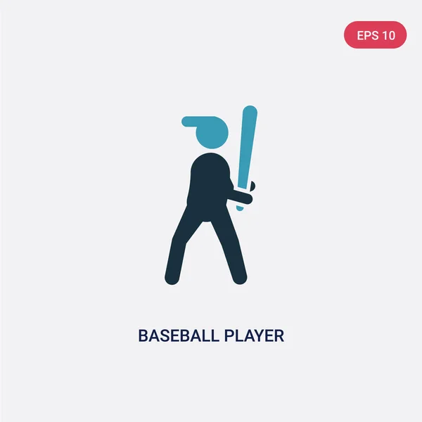 Two color baseball player with bat vector icon from sports conce — Stock Vector