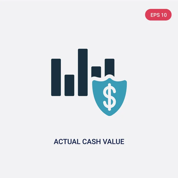 Icono de vector de valor de efectivo real de dos colores del concepto de seguro . — Archivo Imágenes Vectoriales