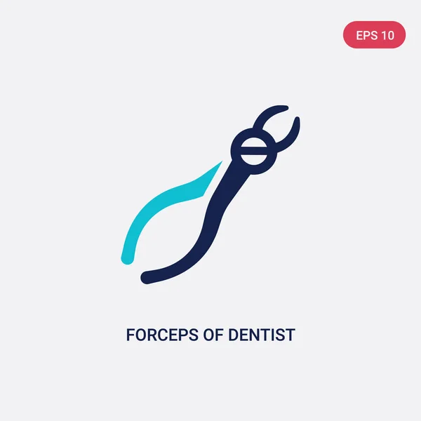 Two color forceps of dentist tools vector icon from dentist conc — Stock Vector