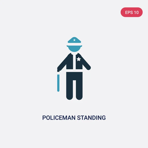 Dos policía de color de pie icono de vector de concepto de la gente . — Vector de stock