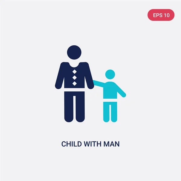 Two color child with man vector icon from behavior concept. isol — Stock Vector