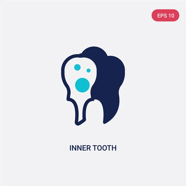 Два цвета внутреннего вектора зуба икона от стоматолога концепции. изолированные — стоковый вектор