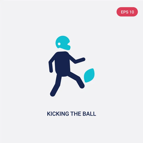 Dos colores pateando el icono del vector de la bola de fútbol americano co — Vector de stock