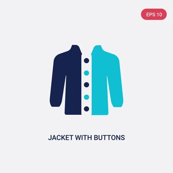 Двухцветная куртка с векторным значком кнопок из концепции моды . — стоковый вектор