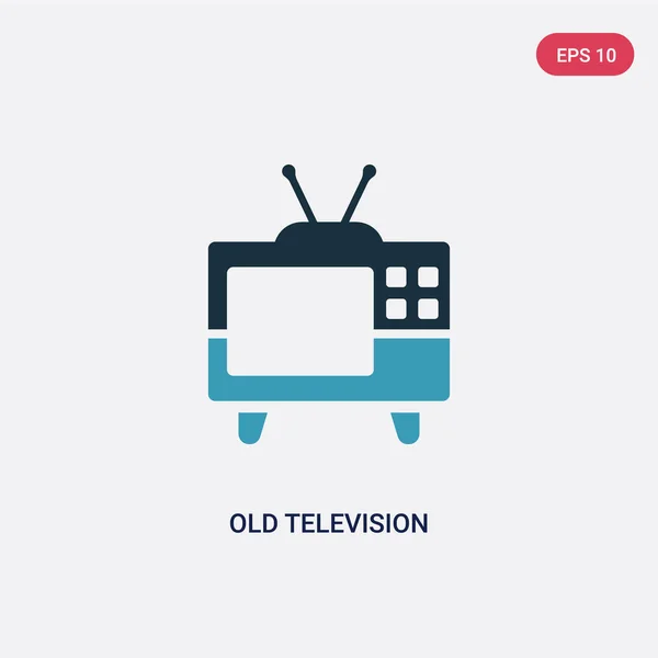 Twee kleur oude televisie vector icoon van technologie concept. Is — Stockvector