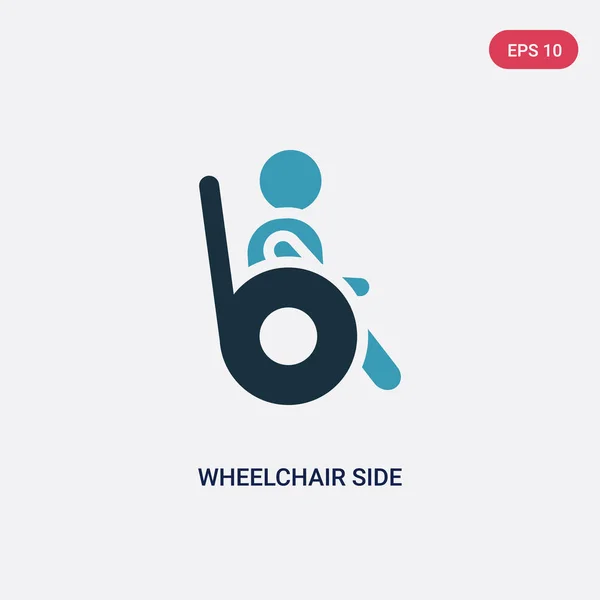 Två färg rullstol sidovy vektor ikon från människor Concept. — Stock vektor