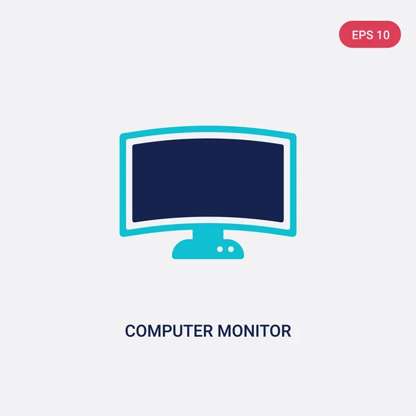 Icono de vector de monitor de computadora de dos colores del concepto de computadora. es — Vector de stock