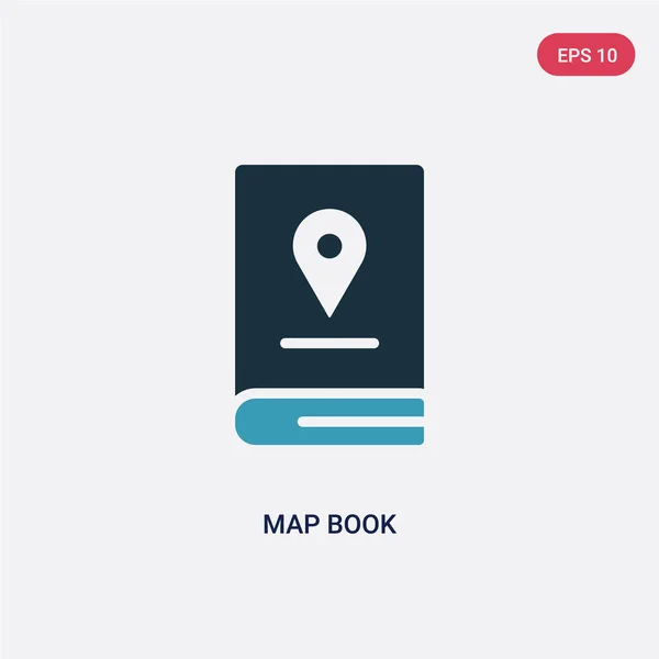 여행 개념에서 두 개의 컬러 맵 책 벡터 아이콘. 절연 블루 — 스톡 벡터