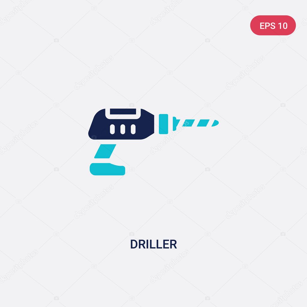 Two color driller vector icon from electrian connections concept. isolated blue driller vector sign symbol can be use for web, mobile and logo. eps 10