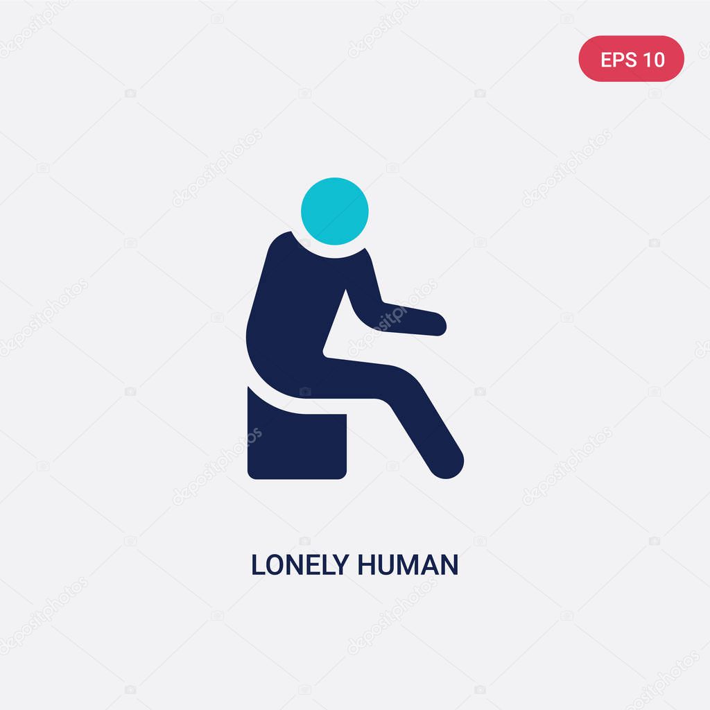 two color lonely human vector icon from feelings concept. isolat