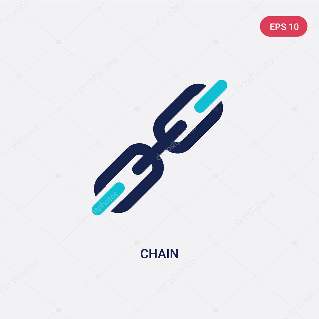 two color chain vector icon from general-1 concept. isolated blu