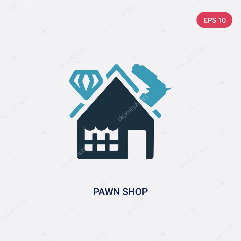 two color pawn shop vector icon from jewelry concept. isolated b
