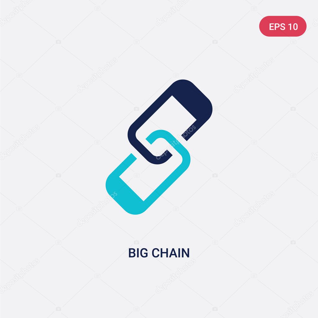two color big chain vector icon from general concept. isolated b