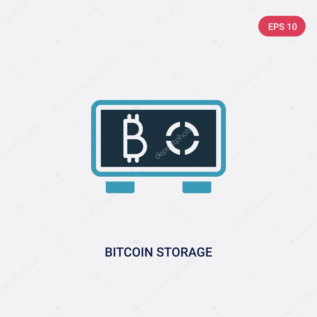 two color bitcoin storage vector icon from multimedia concept. i
