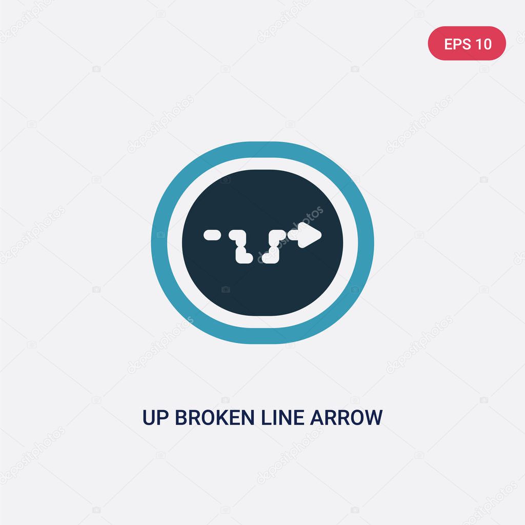 two color up broken line arrow vector icon from user interface c