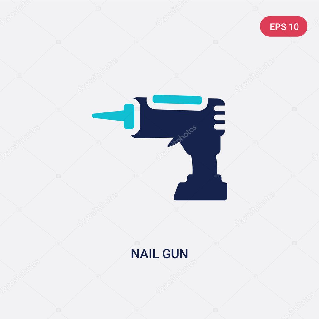 two color nail gun vector icon from construction concept. isolat