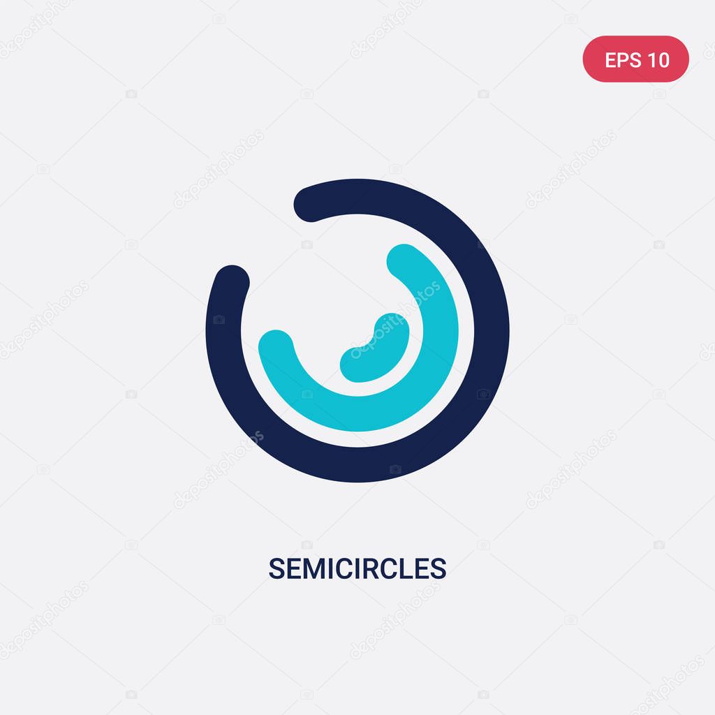 two color semicircles vector icon from education concept. isolat
