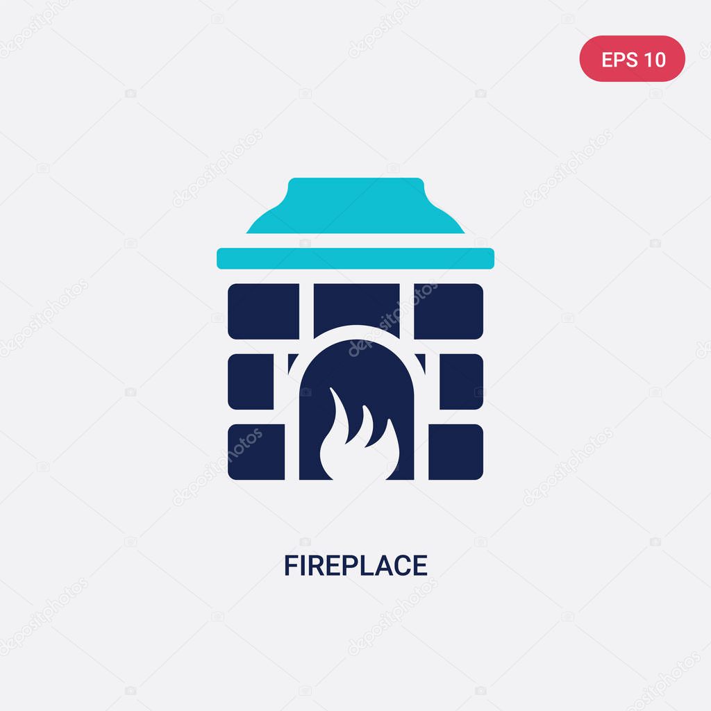 Two color fireplace vector icon from furniture concept. isolated blue fireplace vector sign symbol can be use for web, mobile and logo. eps 10