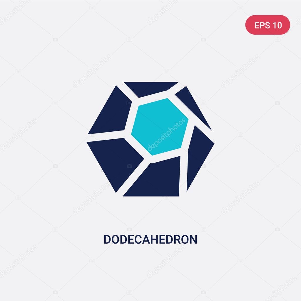 two color dodecahedron vector icon from geometry concept. isolat