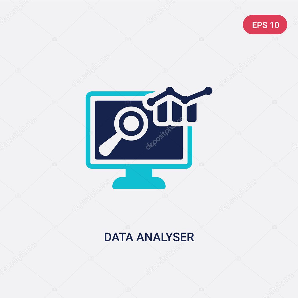 Two color data analyser vector icon from computer concept. isolated blue data analyser vector sign symbol can be use for web, mobile and logo. eps 10