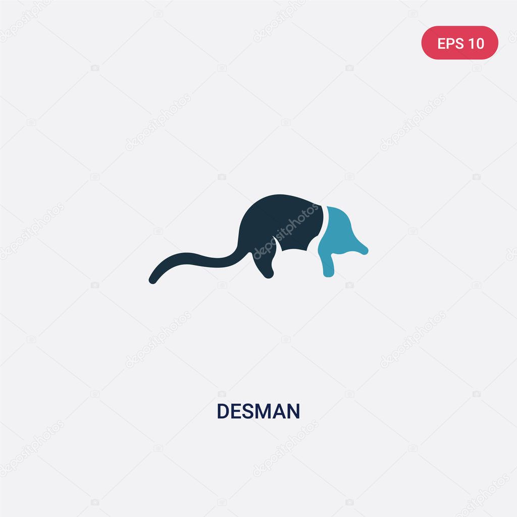two color desman vector icon from animals concept. isolated blue