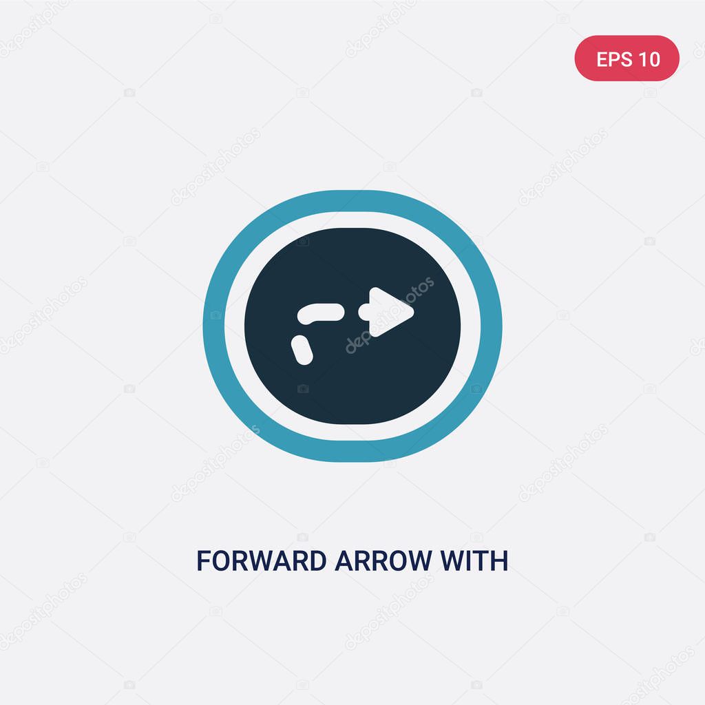 two color forward arrow with broken line vector icon from user i