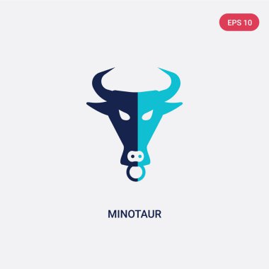 yunanistan kavramından iki renk minotaur vektör simgesi. izole blu