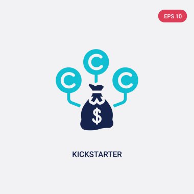 crowdfunding kavramından iki renkli kickstarter vektör simgesi. ıso