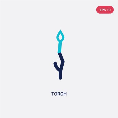 kamp konseptinden iki renkli meşale vektör simgesi. izole mavi 