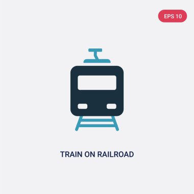 ulaşım kavramından demiryolu vektör simgesi üzerinde iki renkli tren. 