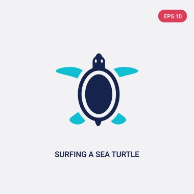 kültür kavramından iki renk sörf bir deniz kaplumbağası vektör simgesi.