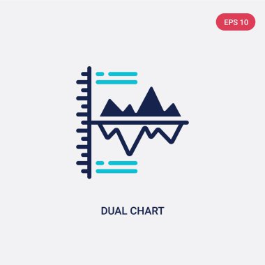 iş kavramından iki renkli çift grafik vektör simgesi. Izole