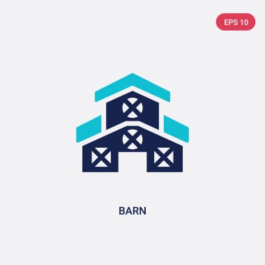 tarım kavramından iki renkli ahır vektör simgesi. izole mavi b