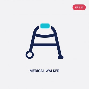 sağlık ve tıbbi con iki renkli tıbbi walker vektör simgesi